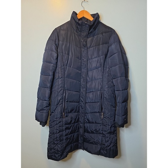 Tommy hilfiger coat women Puffer Down Coat M Navy Water resistant - Note - Picture 1 of 7